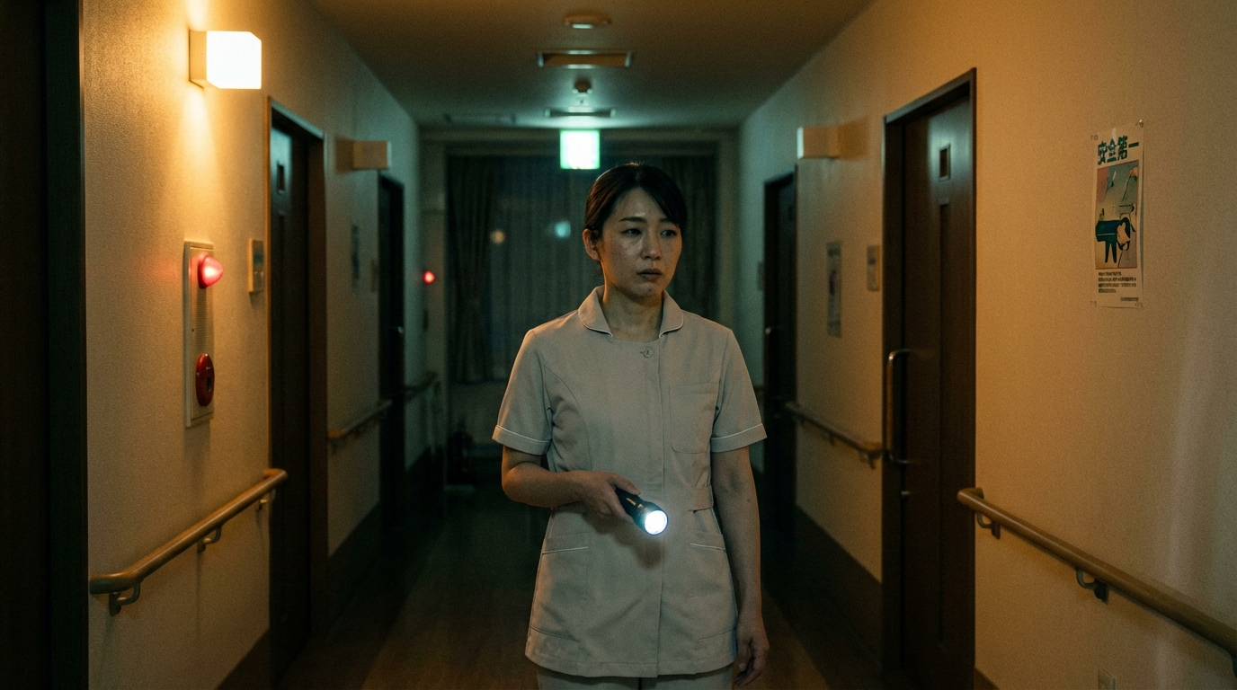 夜勤専従の介護士が施設で勤務している様子