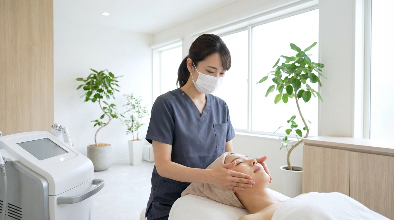 美容クリニックで看護師が患者に接する様子