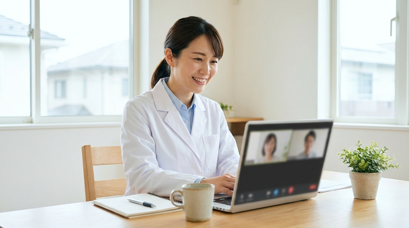 薬剤師が転職エージェントとオンライン面談している様子