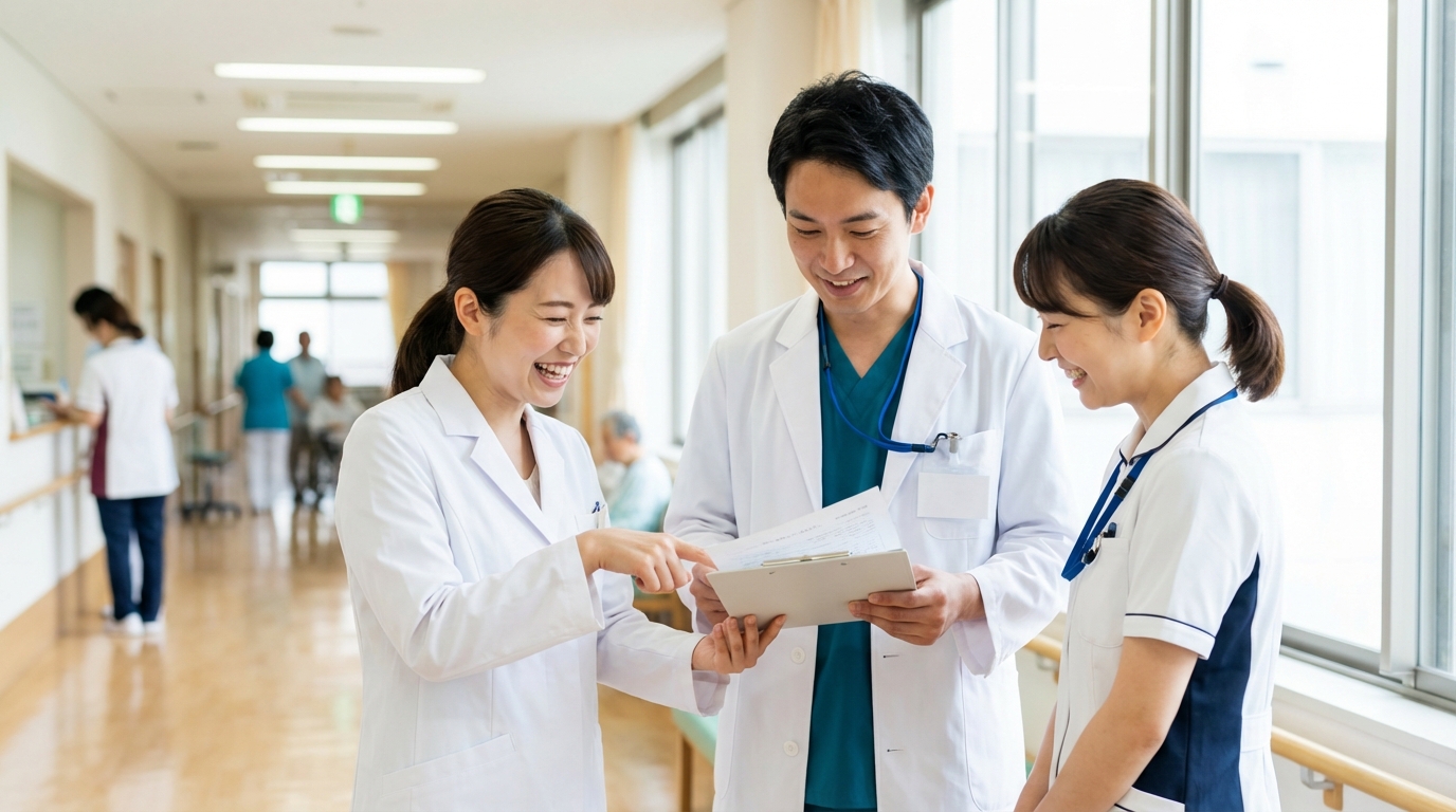 訪問薬剤師が地域医療チームと連携しているイメージ