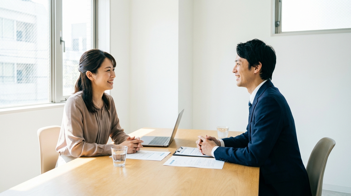 転職エージェントのキャリアアドバイザーと面談する様子