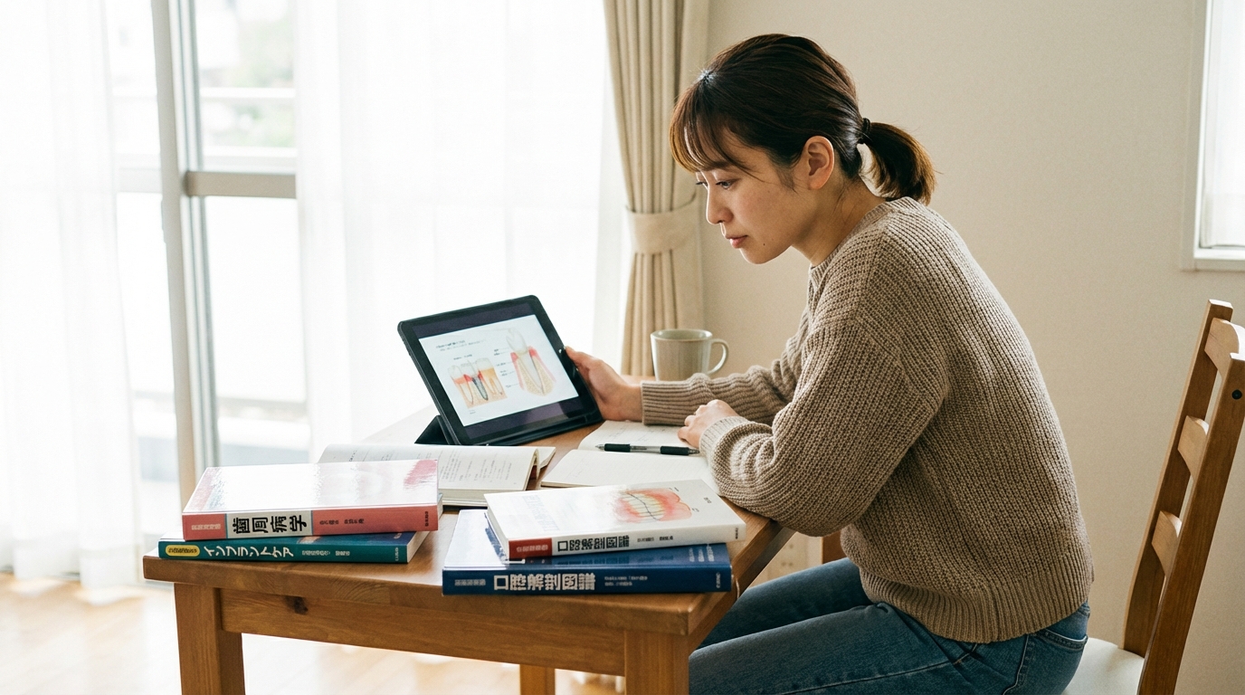 歯科衛生士がスキル確認や勉強をしている様子