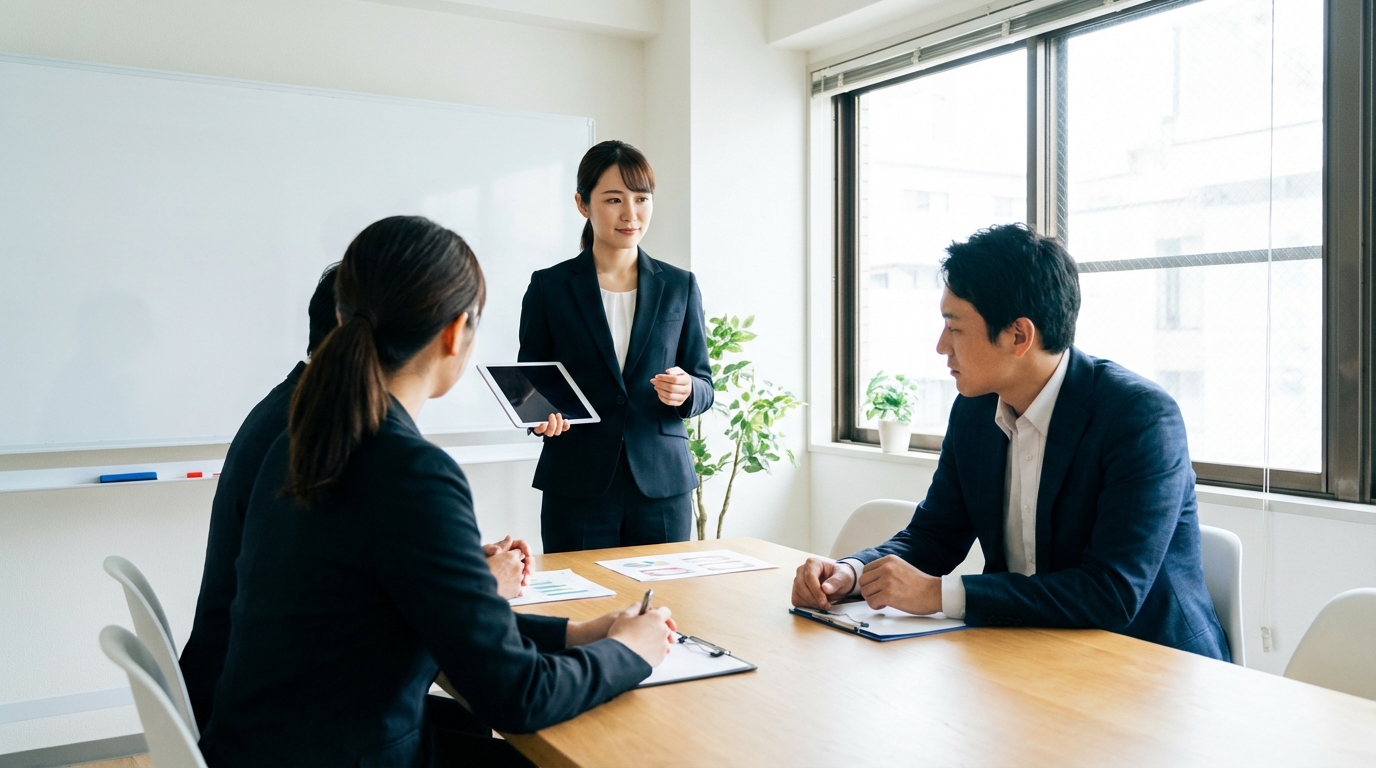歯科衛生士が面接準備をしている様子