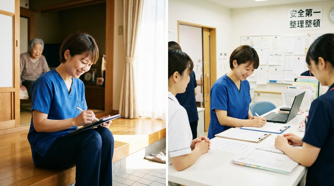 看護師がパソコンで転職活動をしている様子