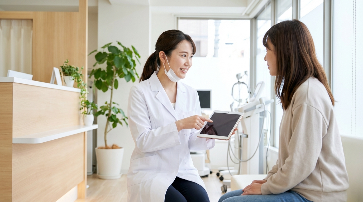 面接でクリニックの条件を確認する看護師