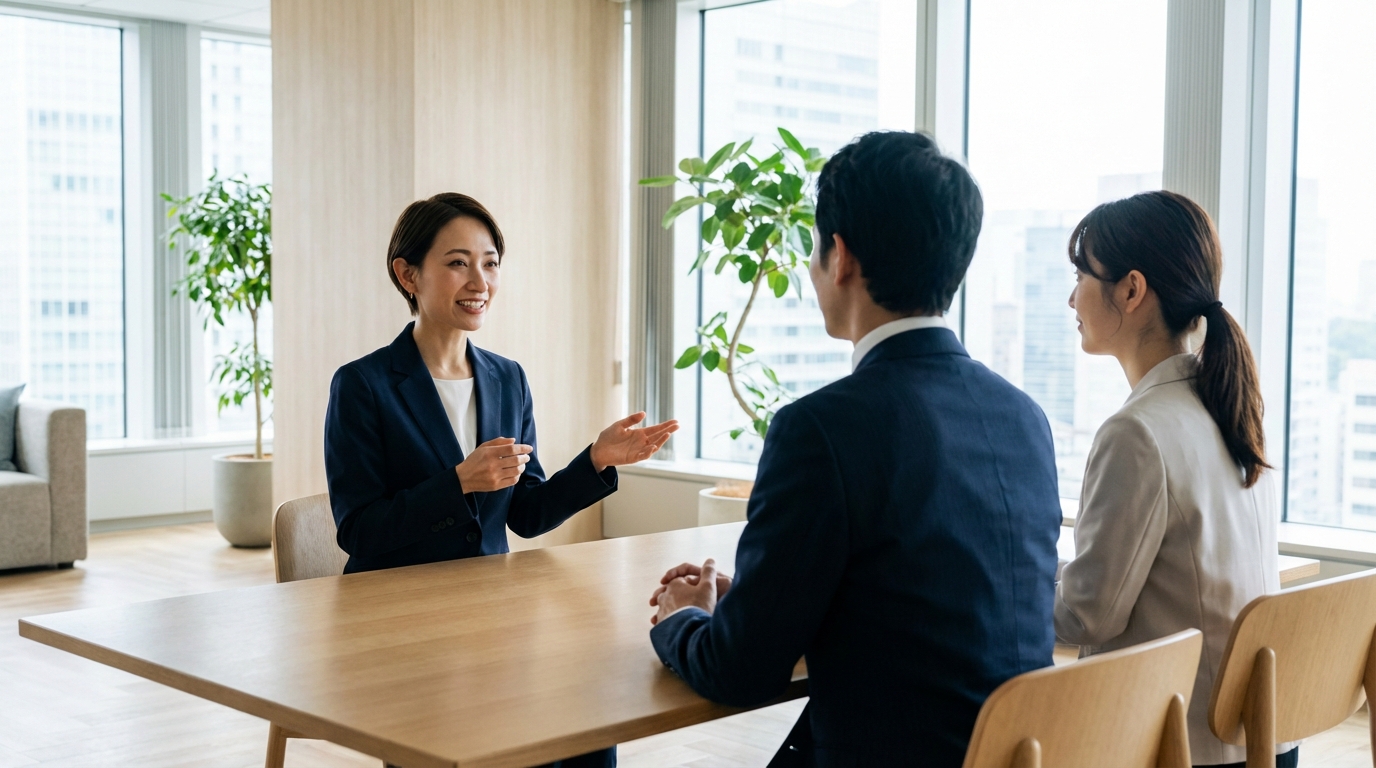 歯科衛生士が面接を受けている様子