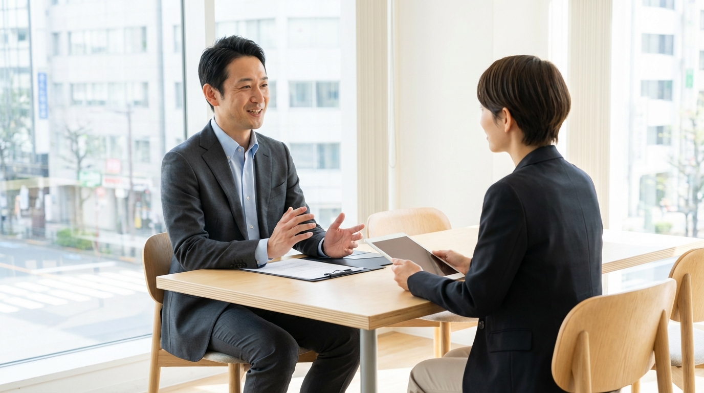 薬剤師が転職エージェントと面談している様子