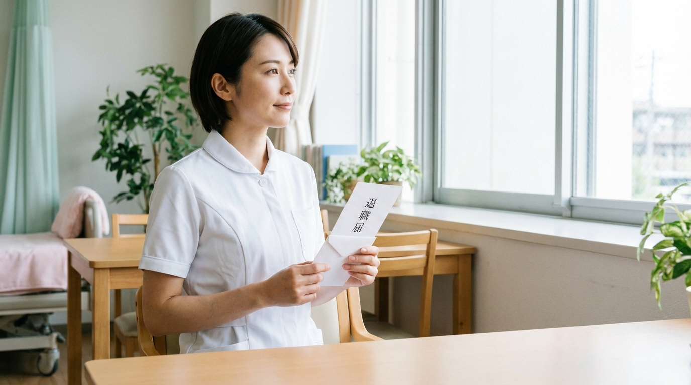 退職届を手にする看護師のイメージ