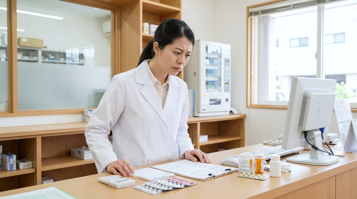 調剤窓口で悩む新人薬剤師