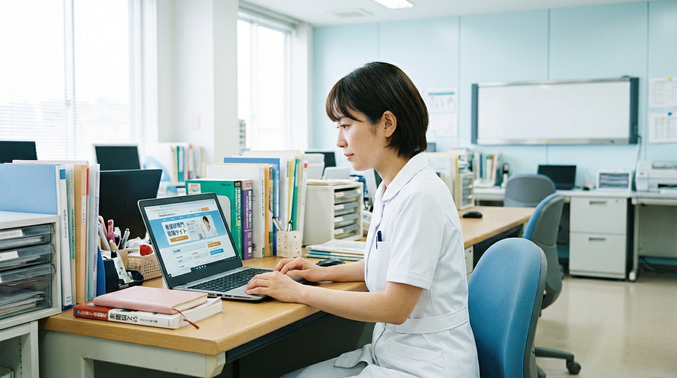 看護師が転職を考えている場面