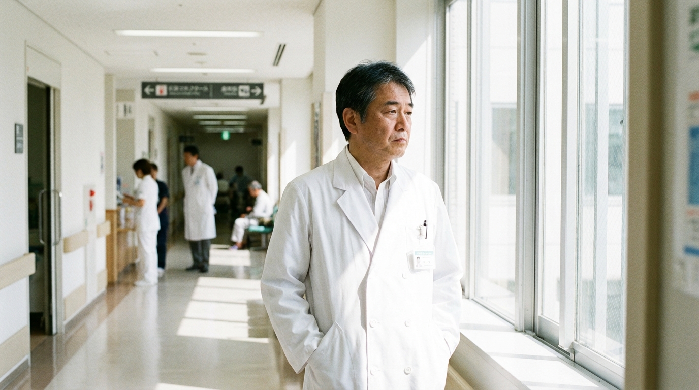 白衣の医師が転職を考えているイメージ