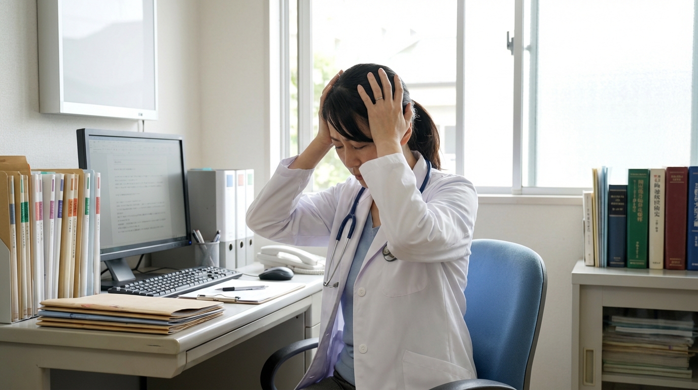 医師がカウンセリングや休息を取っているイメージ