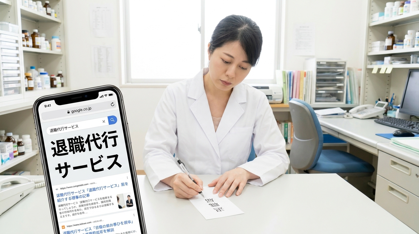退職代行サービスをスマホで調べる薬剤師