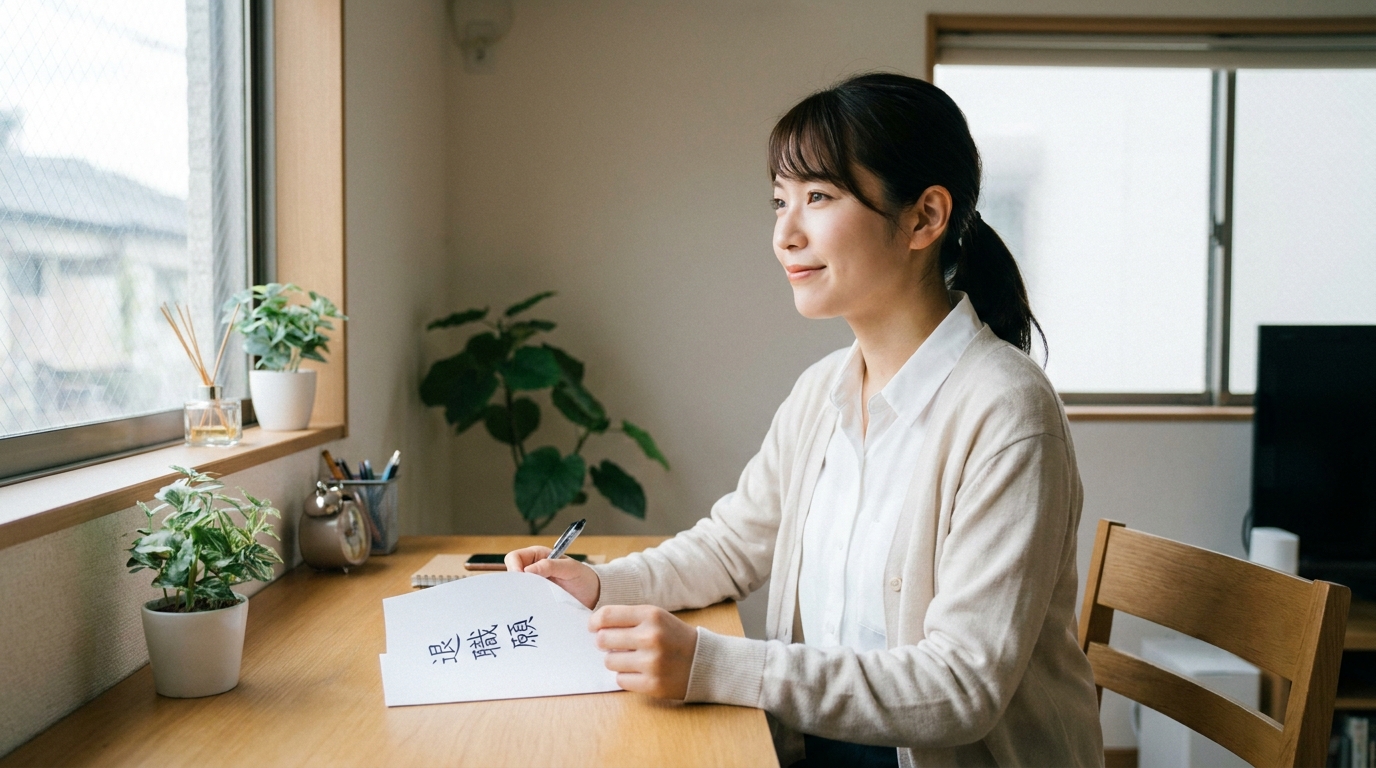 看護師が退職届の書類を確認している場面