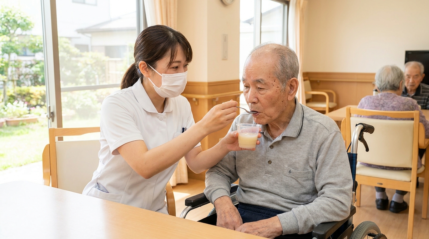 言語聴覚士が職場でカルテを確認している実写風画像