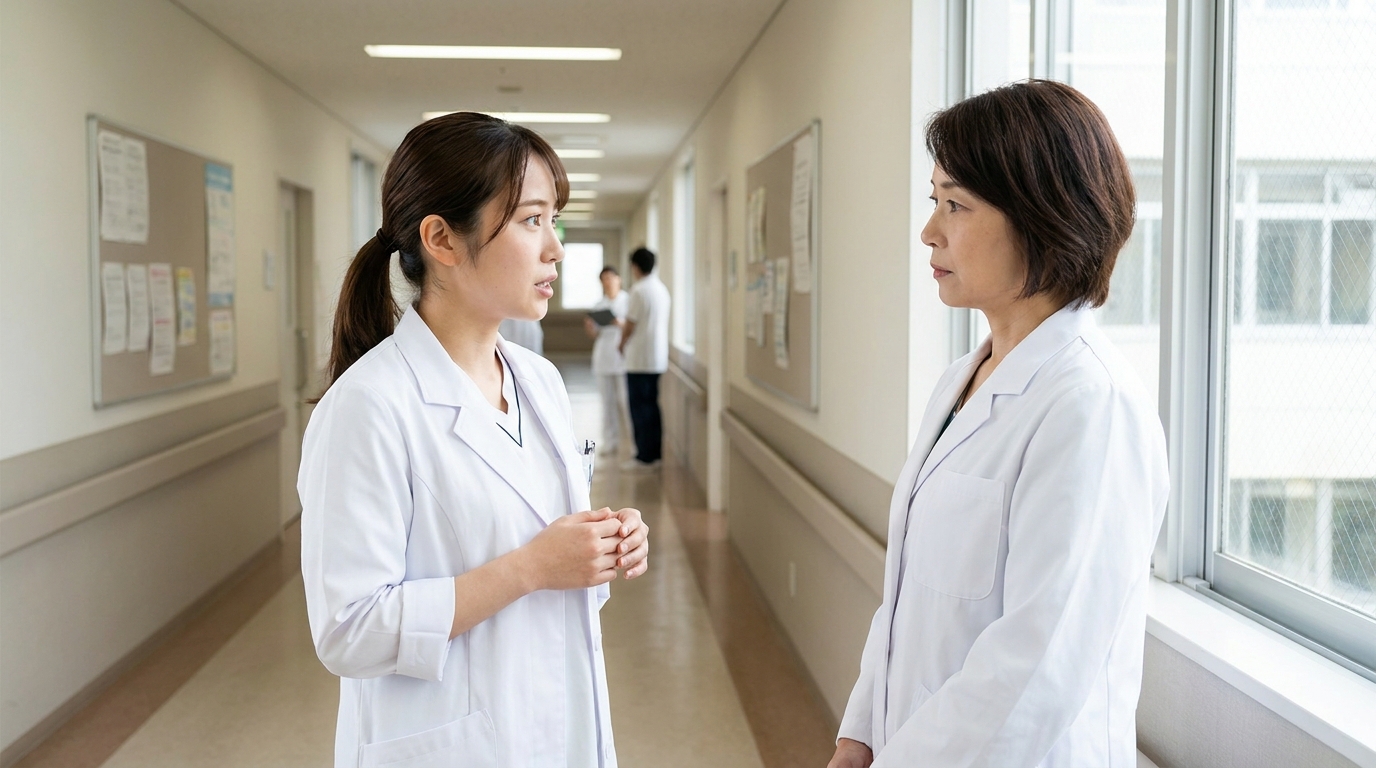 言語聴覚士が上司や先輩に退職の意思を伝えようとしている場面