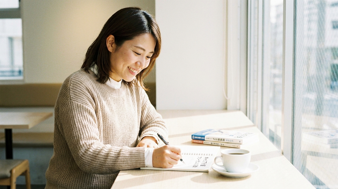 退職を決意した理学療法士がノートにこれからの計画を書いている実写風画像