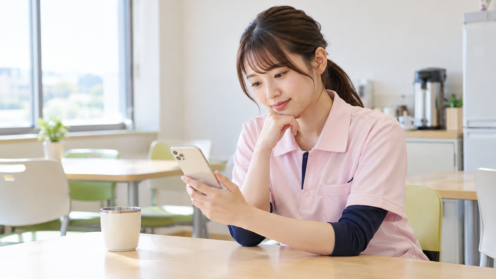 介護職の20代が進路を考えているシーン