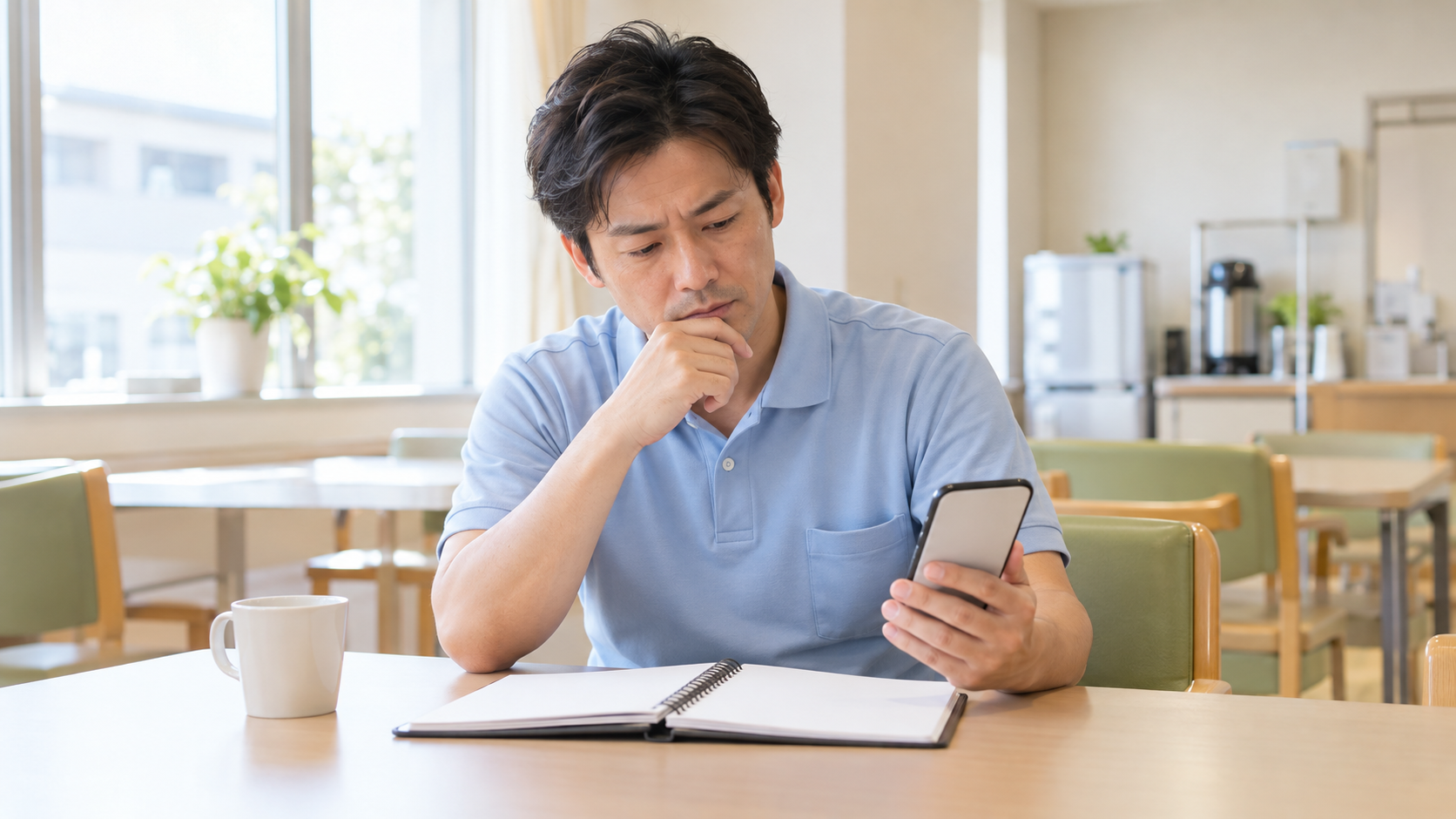 介護職の40歳が家計と体力を見つめ直すシーン
