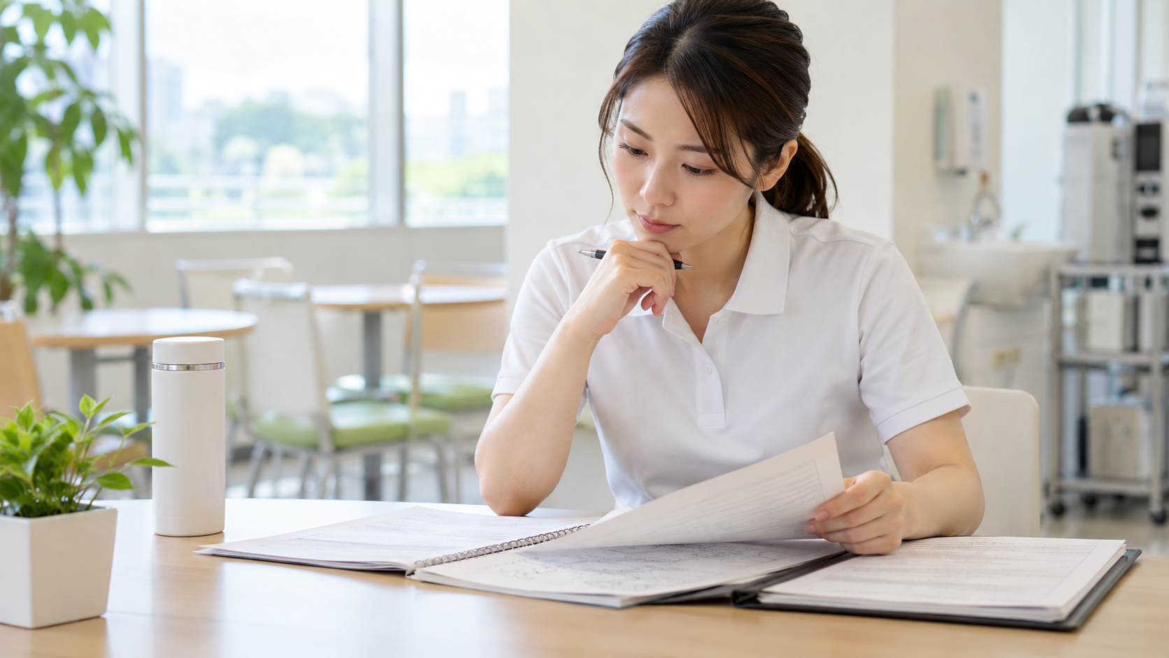 理学療法士が転職面接の準備をしている様子