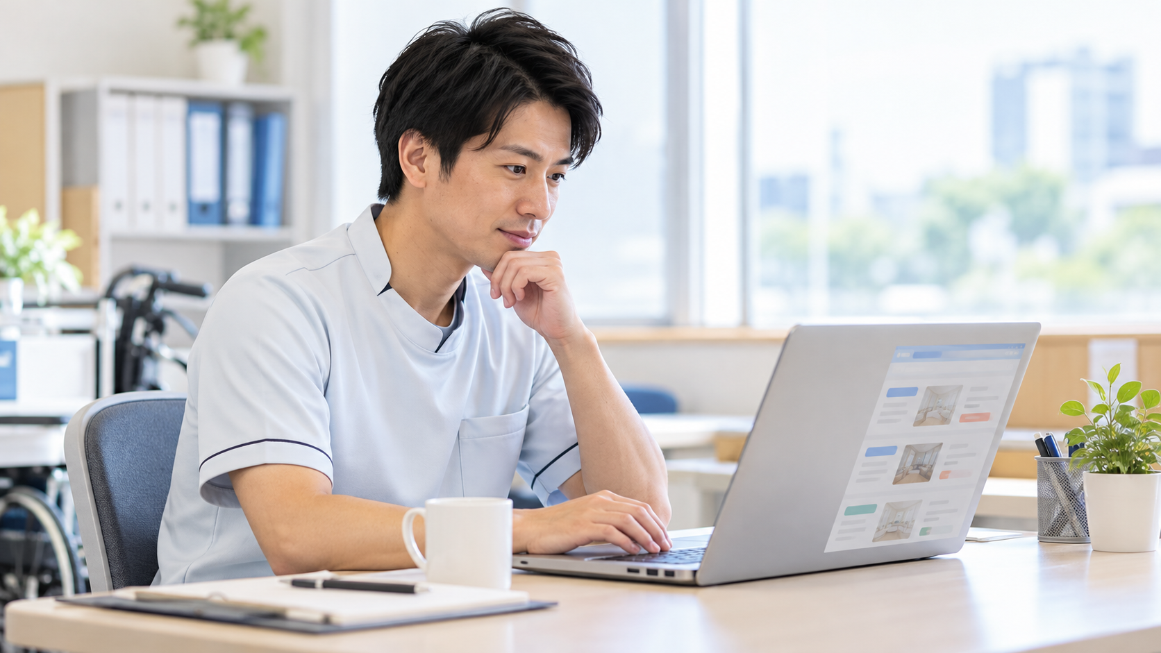 介護の転職サービスを比較しているパソコン画面