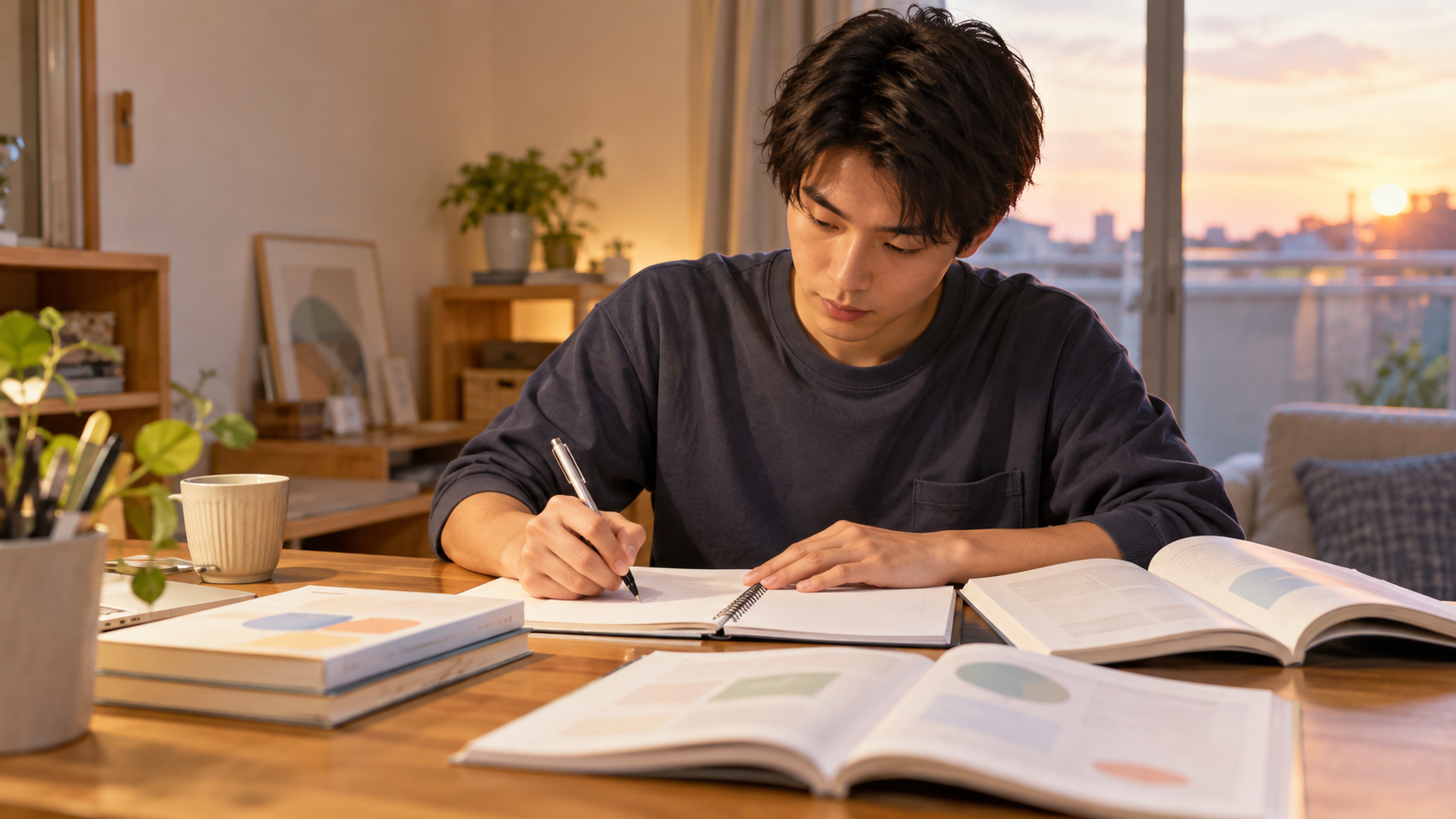 資格の勉強をしながら進路を考える20代の介護職員